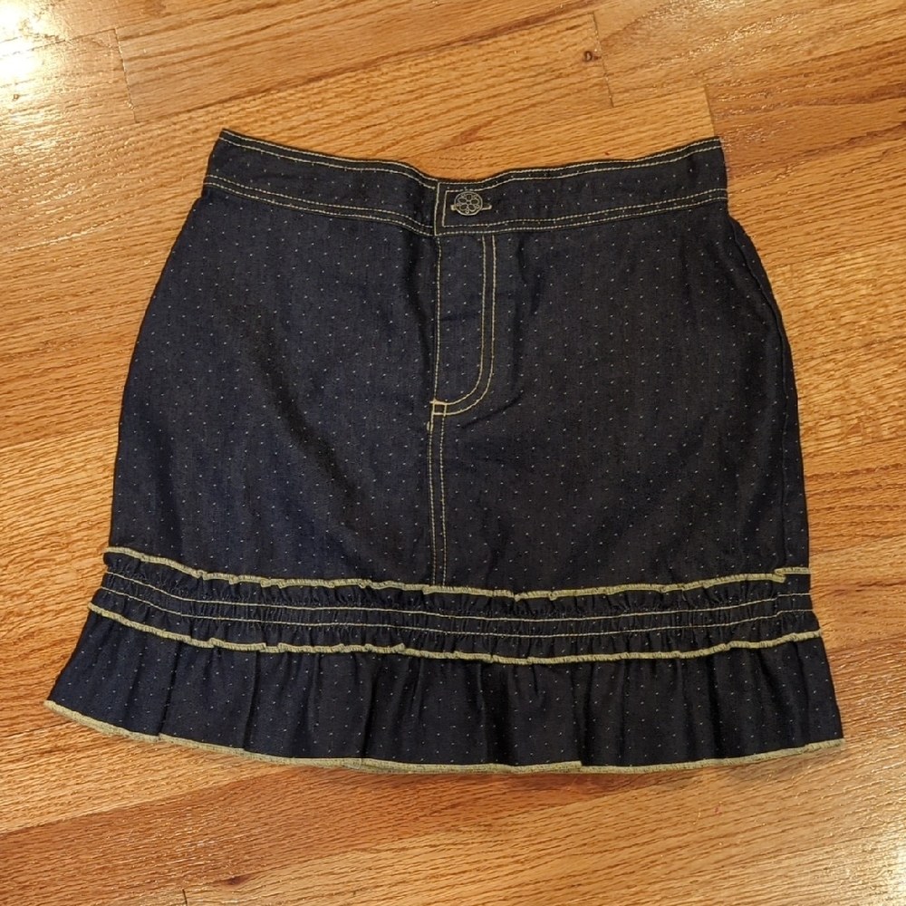K.C. Parker Denim Bubble Skirt with Ruffled Hem